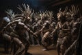 group of aliens performing ancient dance, with their movements and costumes having a mesmerizing effect