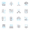 Group alliance linear icons set. Collaboration, Unity, Teamwork, Partnership, Coalition, Association, Coordination line