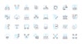 Group alliance linear icons set. Collaboration, Unity, Teamwork, Partnership, Coalition, Association, Coordination line