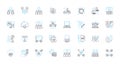 Group alliance linear icons set. Collaboration, Unity, Teamwork, Partnership, Coalition, Association, Coordination line