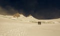 Group of alpinists on a glacier. Royalty Free Stock Photo