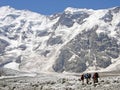 A group of alpinists is in the mountains Royalty Free Stock Photo