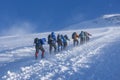 A group of alpinists on their way to the Elbrus Royalty Free Stock Photo