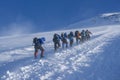 A group of alpinists on their way to the Elbrus