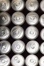Group of aluminum cans with beer or soda
