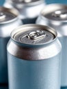 A group of aluminum cans sitting on top of a table Royalty Free Stock Photo