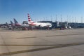 Group of American Airlines Airplanes at ORD Airport Royalty Free Stock Photo