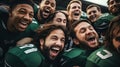 Group of american football fans screaming and screaming while standing in stadium Generative AI Royalty Free Stock Photo