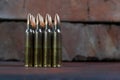 Group of ammunition geometrically placed in rows Royalty Free Stock Photo