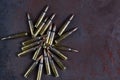 Group of ammunition on a rusted metal 223 rem Royalty Free Stock Photo