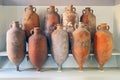 A group of Amphora recovered from the sea in Tuscany Royalty Free Stock Photo