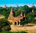 Group of the ancient pagodas in Bagan, Myanmar Royalty Free Stock Photo