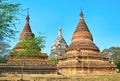 The group of pagodas in Bagan, Myanmar Royalty Free Stock Photo