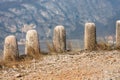 Ancient stone bollards used as guardrail - Veneto Italy