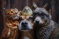 group of animal with dogs, birds and cat Royalty Free Stock Photo