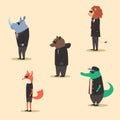 Group of animals in clothes. Casual style. Cartoon vector illustration Royalty Free Stock Photo