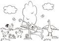 Group of animals in nature, coloring book, eps.