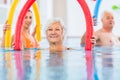 Group in aquarobic fitness swimming pool