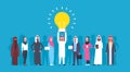 Group Of Arabic Business People With Leader Holding Light Bulb New Idea Concept Arab Businessman And Businesswoman Royalty Free Stock Photo