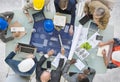 Group of Architects Planning with Blueprint Royalty Free Stock Photo