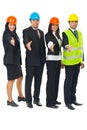 Group of architects in a row with hands open Royalty Free Stock Photo