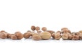 Group of argan nuts on a white background. Royalty Free Stock Photo