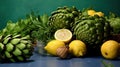 Group of Artichokes with Copy Space Background Selective Focus Royalty Free Stock Photo