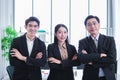 Group of asia successful business people standing cross arm.Diverse business team smiling to camera in office Royalty Free Stock Photo