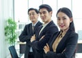 Group of asia successful business people standing cross arm.Diverse business team smiling to camera in office Royalty Free Stock Photo