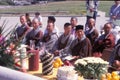 Group of Asian Americans attending a Shinto religious service in California