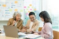 Group of  Asian business working together in a modern office. Royalty Free Stock Photo