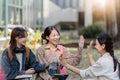 Group of Asian college student happy and celebrate after exam success