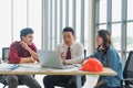 Engineer leader planning work flow to other staff Royalty Free Stock Photo