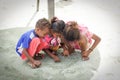 Group of asian indigenous children in a street of local village Royalty Free Stock Photo