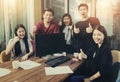 Group of asian younger freelancing team work happiness emotion i