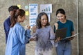 A group of Asian youths with a creative team leader. Have fun laughing Royalty Free Stock Photo