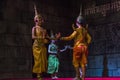 A group of Aspara Dancers were performing at a public perform in Siem Reap,Cambodia.