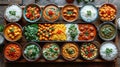 Group of Assorted Indian Food in wooden bowls, Indian food concept