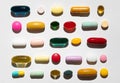 Assorted various kinds of pills Royalty Free Stock Photo