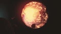 Group of asteroids heading and bombarding planet earth causing apocalypse. Explosion, cataclysm end of the world. Global