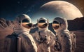 A group of astronauts chat on an alien planet, Generative ai