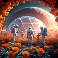 Astronauts Gardening On The Moon Royalty Free Stock Photo