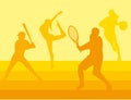 Group of athletic people practicing sports silhouettes