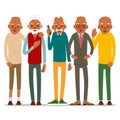 Group of attractive african old men. Older black seniors retired. Cute grandfather standing and smiling. Traditional retirement