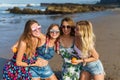 group of attractive young women embracing