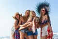 group of attractive young women looking at camera