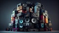 Group of audio speakers. Generative Ai Royalty Free Stock Photo