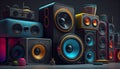 Group of audio speakers. Generative Ai Royalty Free Stock Photo