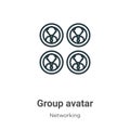 Group avatar outline vector icon. Thin line black group avatar icon, flat vector simple element illustration from editable Royalty Free Stock Photo