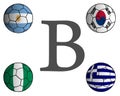 Group B balls with flag of team